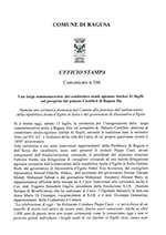 Comunicato Stampa ufficiale n.566 del Comune di Ragusa sull'evento tenutosi il 13/07/2019