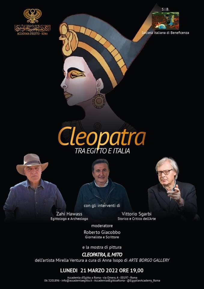 Locandina della serata "Cleopatra - Tra Egitto e Italia"